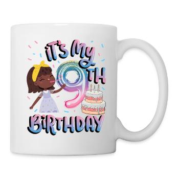 It's my 9th birthday Melanin Kid Juneteenth - Mug - white - Right