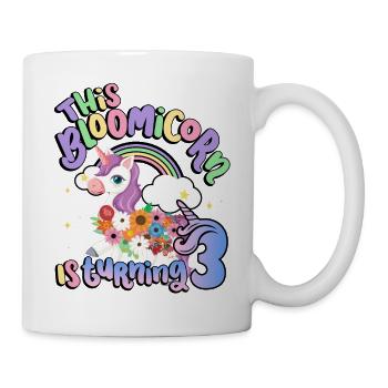 Bloomicorn Is Turning 3 Einhorn 3. Geburtstag - Tasse - Weiß - Rechts
