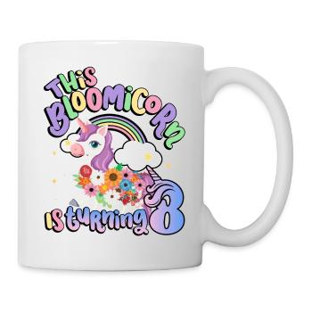 Bloomicorn Is Turning 8 Einhorn 8. Geburtstag - Tasse - Weiß - Rechts
