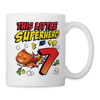 Ce petit super-héros est 7 propriétaire de chat 7. - Mug blanc - blanc - Droite