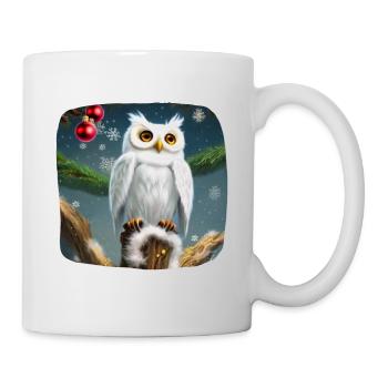Christmas motif snowy owl - Mug - white - Right
