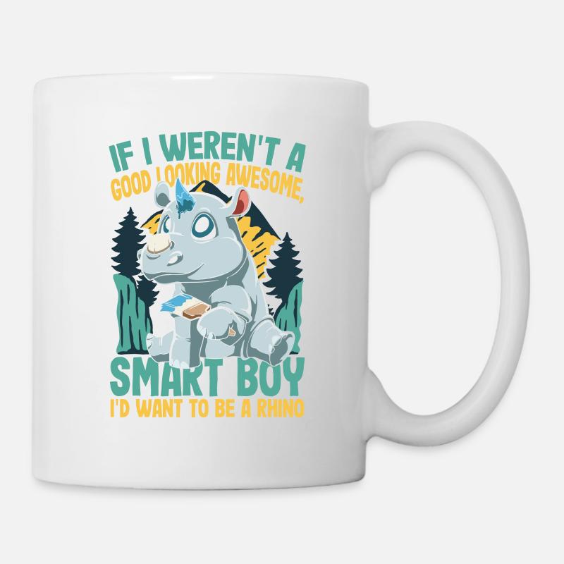 Nashorn malt sich Horn an - Tasse - Weiß