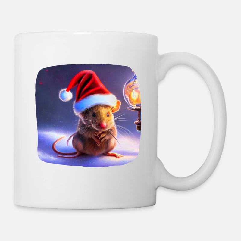 Weihnachtsmotiv Maus - Tasse - Weiß