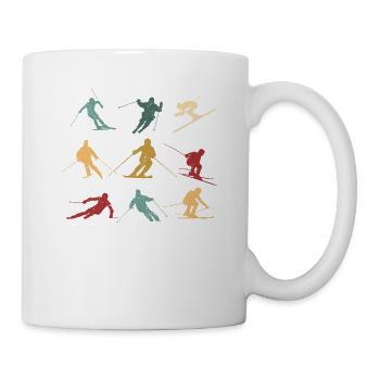 Retro Skifahrer Silhouette Vintage Skifahren Liebe - Tasse - Weiß - Rechts