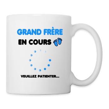 grand frère en cours cadeau naissance - Mug blanc - blanc - Droite