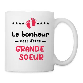 Annonce grossesse bonheur grande soeur - Mug blanc - blanc - Droite
