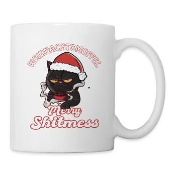 Weihnachten Katze Kaffee Sarkasmus Spruch - Tasse - Weiß - Rechts