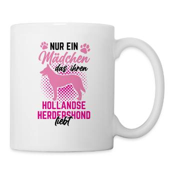 Mädchen das ihren Hollandse Herdershond liebt - Tasse - Weiß - Rechts