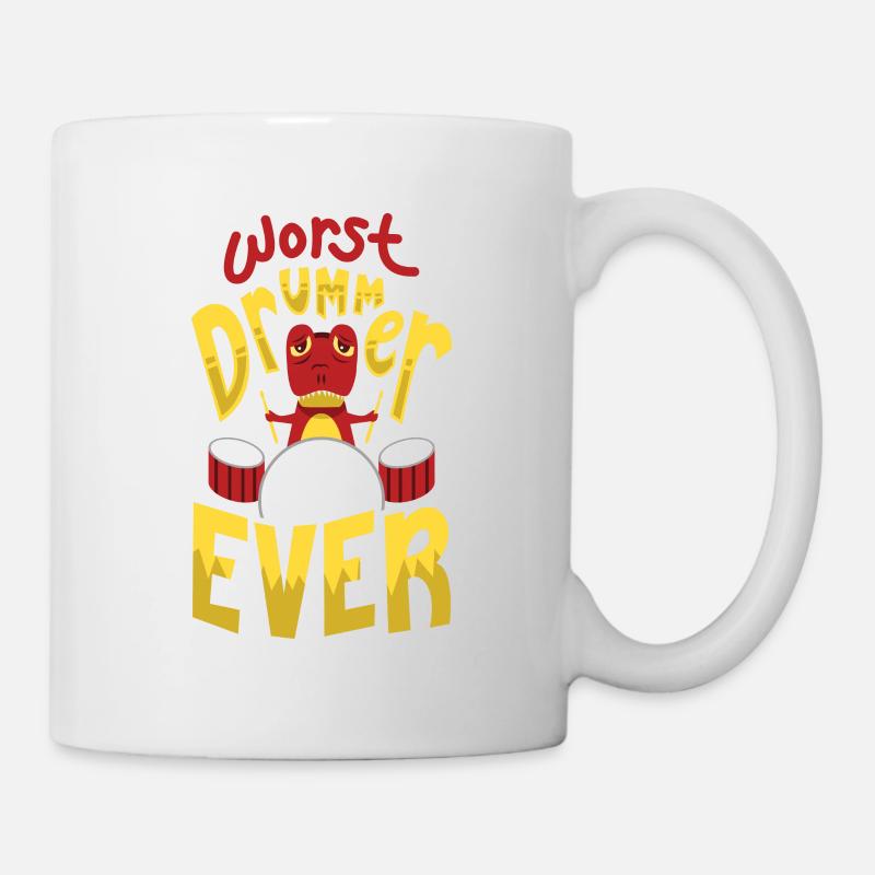 The Worst Drummer Dinosaur Trex - Mug - white