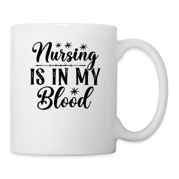 Krankenpflege liegt mir im Blut - Tasse - Weiß - Rechts