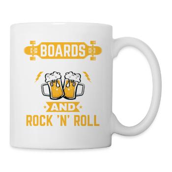 Rock and Roll, Beer, Skateboard Longboard Concert - Mug - white - Right