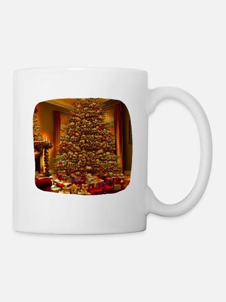 Weihnachtsbaum im Wohnzimmer - Tasse - Weiß