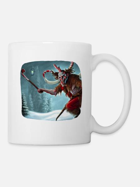 Weihnachtsmotiv Krampus - Tasse - Weiß