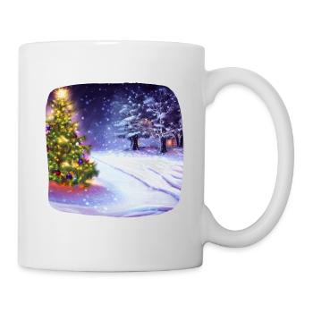 Weihnachtsbaum mit Schnee - Tasse - Weiß - Rechts