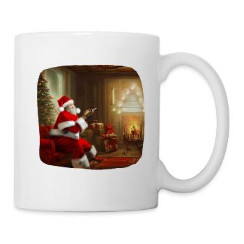 Santa Claus in the living room - Mug - white - Right