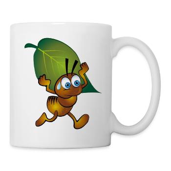 Ant with a leaf - Mug - white - Right