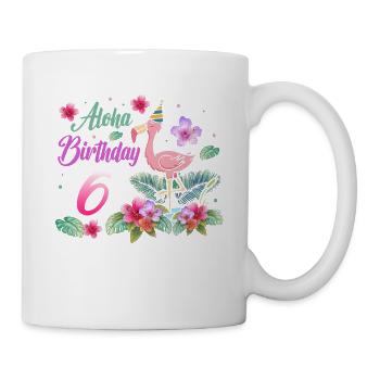 Aloha Birthday 6 Flamingo Bird 6th Birthday - Mug - white - Right