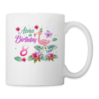Aloha Geburtstag 8 Flamingo Vogel 8. Geburtstag - Tasse - Weiß - Rechts