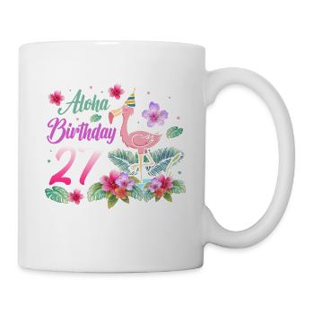 Aloha Birthday 27 Flamingo Bird 27th Birthday - Mug - white - Right