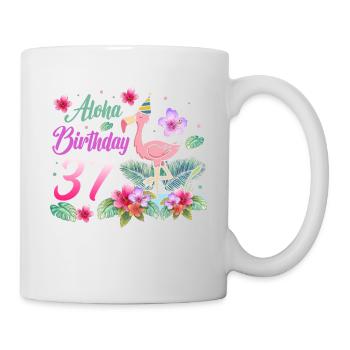 Aloha Birthday 37 Flamingo Bird 37th Birthday - Mug - white - Right