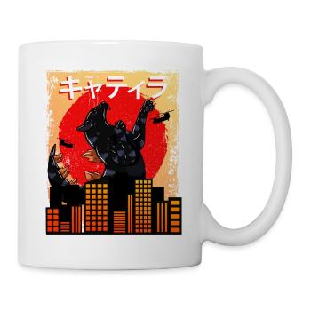 Catzilla Coucher de soleil japonais drôle Japon - Mug blanc - blanc - Droite