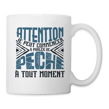 Avertissement, pêche à tout moment. - Mug blanc - blanc - Droite