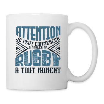 Avertissement, rugby à tout moment. - Mug blanc - blanc - Droite