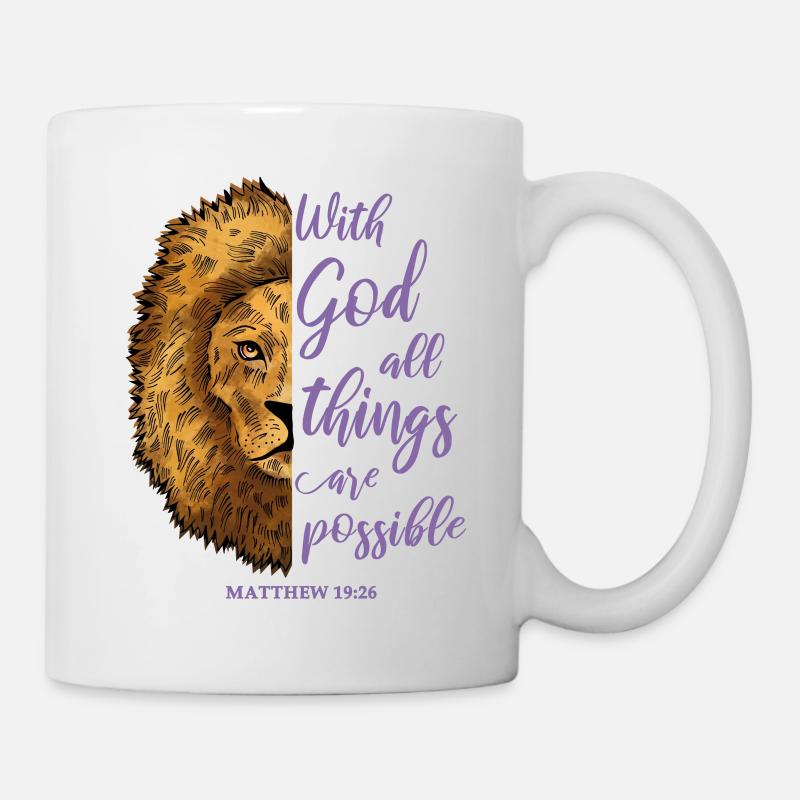 Relgiöses Zitat Löwe - Tasse - Weiß
