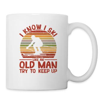 Drôle de ski Je sais que je skie comme un vieil homme essaie de - Mug blanc - blanc - Droite