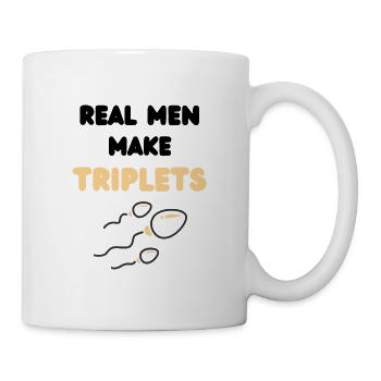 Real men make triplets with sperm and yellow text - Mug - white - Right
