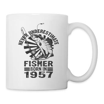 Never Underestimate Fisher Born In 1957 - Mug - white - Right