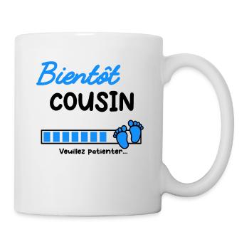 Annonce grossesse bientôt Cousin - Mug blanc - blanc - Droite