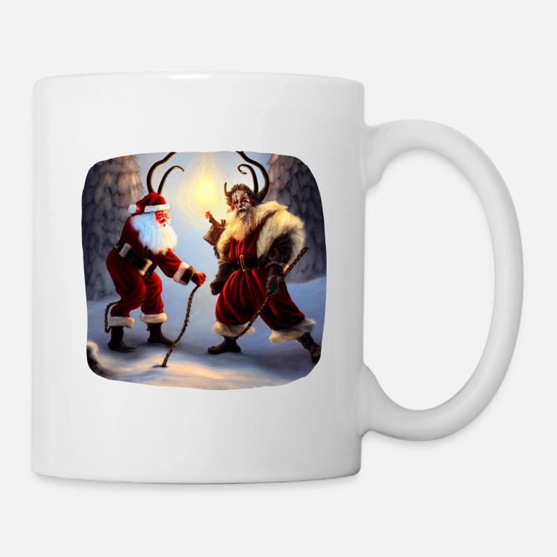 Weihnachtsmann & Krampus - Tasse - Weiß
