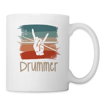 Retro Vintage Classic Drummer Drumming - Tasse - Weiß - Rechts