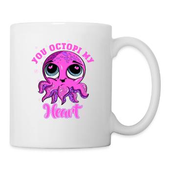 Pinky You Octopi My Heart Calamar Adorable - Tasse - Weiß - Rechts
