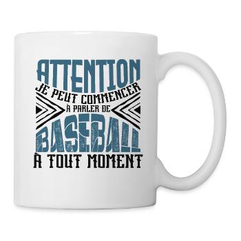 Avertissement, Baseball à tout moment. - Mug blanc - blanc - Droite