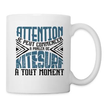 Avertissement, Kitesurf à tout moment. - Mug blanc - blanc - Droite