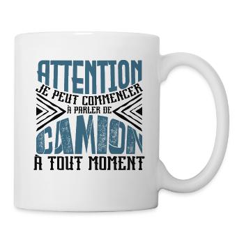 Avertissement, Camion à tout moment. - Mug blanc - blanc - Droite