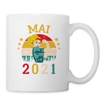 Mai 2021 Anniversaire Vintage Happy Birthday - Mug blanc - blanc - Droite