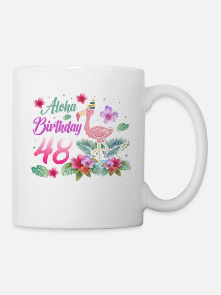 Aloha Geburtstag 48 Flamingo Vogel 48. Geburtstag - Tasse - Weiß