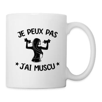 fille musculation la muscu je peux pas j'ai muscu - Mug blanc - blanc - Droite