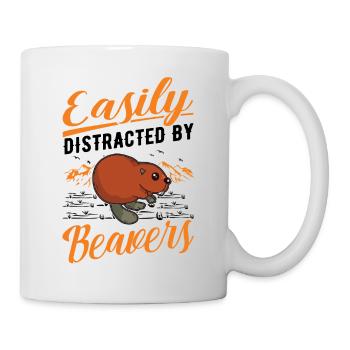 Easily distracted by Beavers Biber - Tasse - Weiß - Rechts