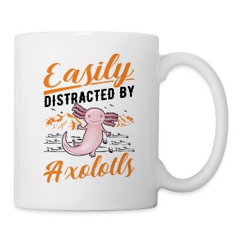 Facilement distrait par l’amphibien à queue d’Axolotl - Mug blanc - blanc - Droite