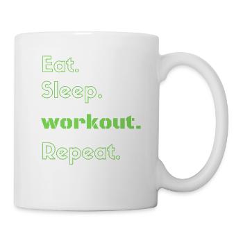 Eat sleep workout repeat green motivation quote - Mug - white - Right