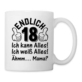 Endlich 18 Ich Kann Alles - 18. Geburtstag 18 Jahr - Tasse - Weiß - Rechts