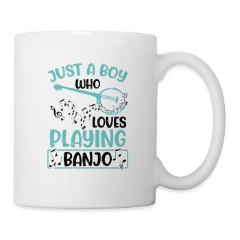 Garçon qui aime jouer de la guitare de musicien de banjo - Mug blanc - blanc - Droite