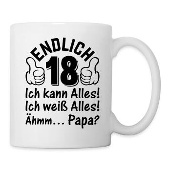 Endlich 18 Ich Kann Alles - 18. Geburtstag 18 Jahr - Tasse - Weiß - Rechts