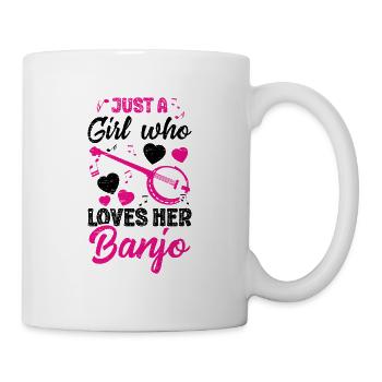 Fille qui aime jouer de la guitare de musicien de banjo - Mug blanc - blanc - Droite