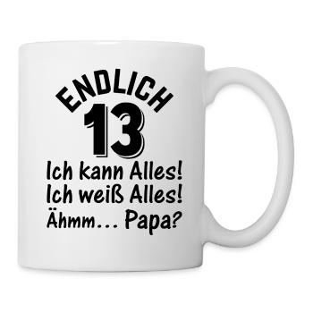 13. Geburtstag 13 Jahre Mädchen I Endlich 13 Ich K - Tasse - Weiß - Rechts