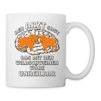 DER ARZT SAGT DAS MIT DEN WILDSCHWEINEN - Tasse - Weiß - Rechts